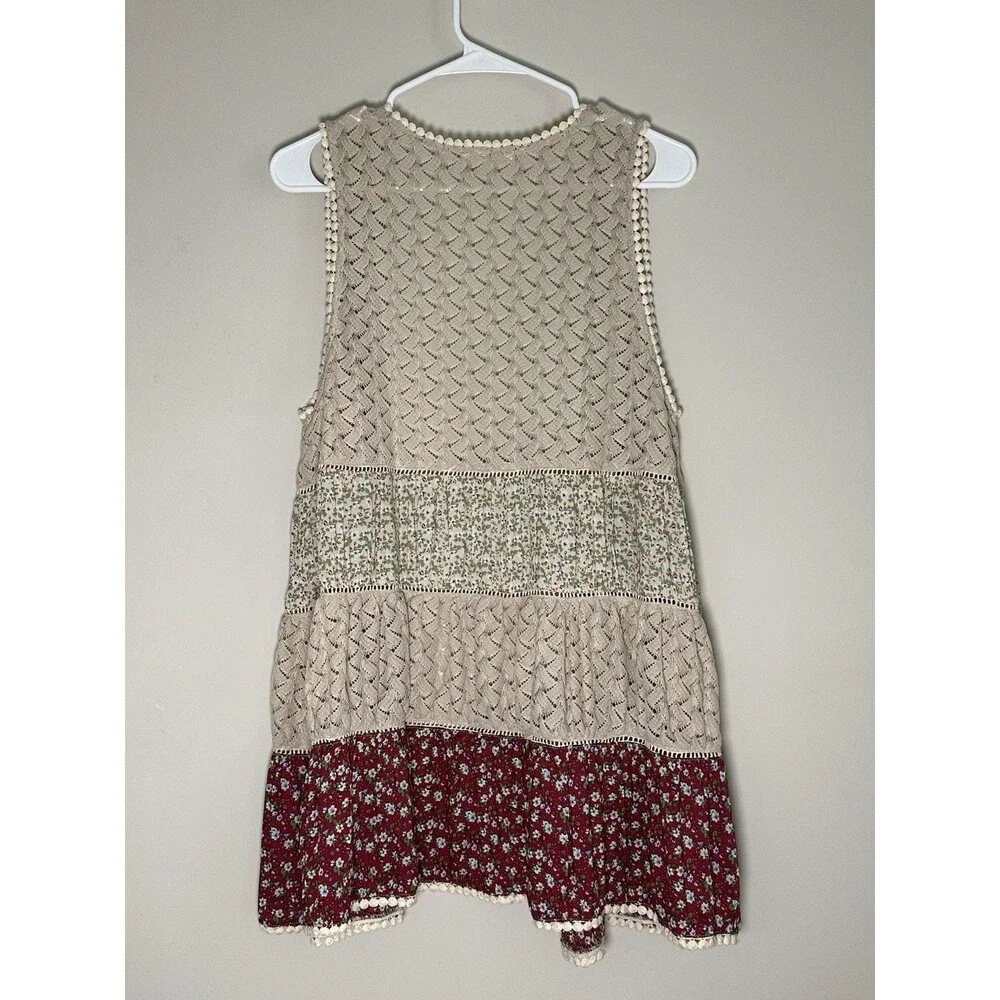 Boho Open Floral Panels Vest Women S Mixed Fabric Festival Fairy Forest Indie